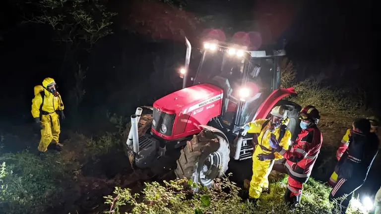 Un momento del rescate de las reses.