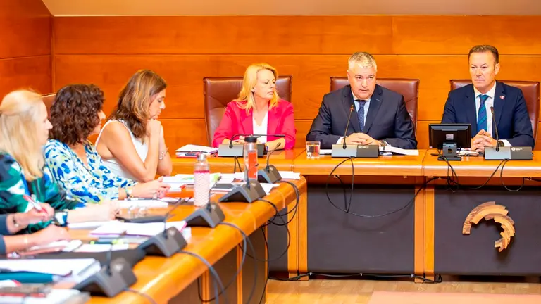 El consejero de Economía, Hacienda y Fondos Europeos, Luis Ángel Agüeros, comparece en el Parlamento para presentar los proyectos de su departamento durante esta legislatura.