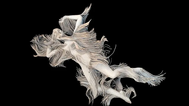 Obra 'Marejada' de Marina N&uacute;&ntilde;ez, l&aacute;piz e impresi&oacute;n sobre madera.