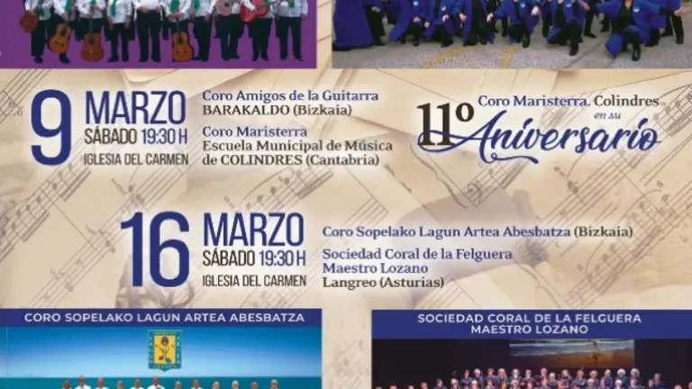 Cartel de las Jornadas Corales en Colindres.