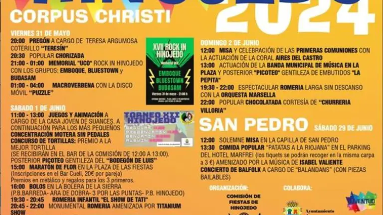 Cartel de las fiestas en Hinojedo.