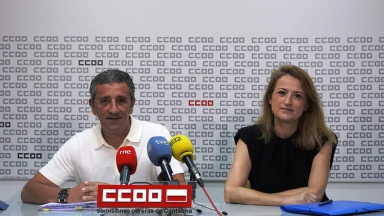 Rueda de prensa en la sede de Comisiones Obreras.