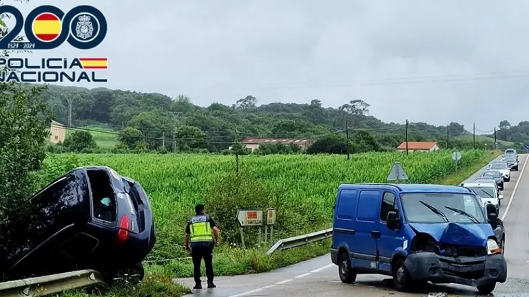 Vista del accidente de tráfico.