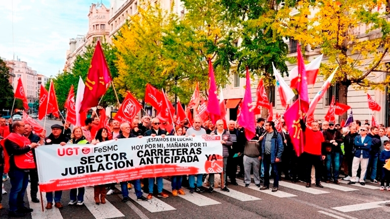 Concentración por la huelga de transporte.