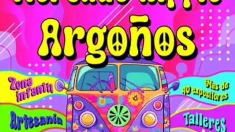 Cartel del mercado hippie en Argo&ntilde;os.