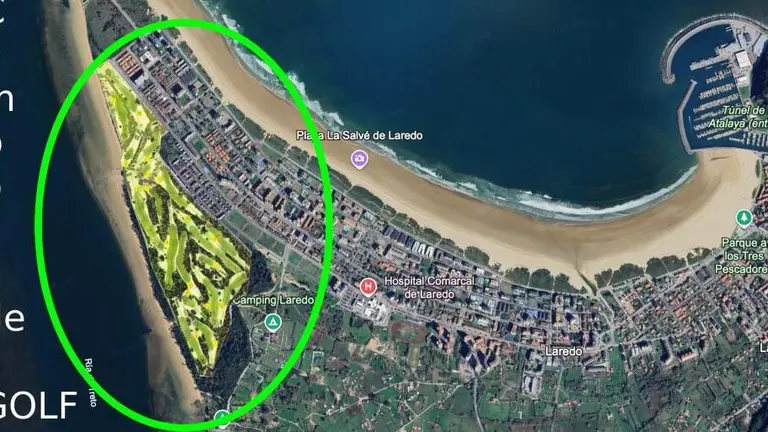 Zona para ubicar el campo de golf en Laredo.
