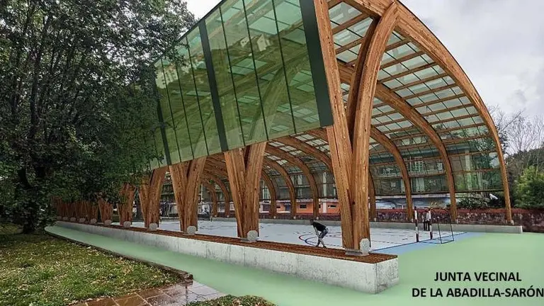 Infografía de la pista deportiva cubierta.