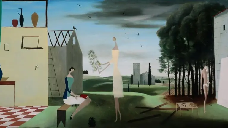 Visitaci&oacute;n y joven pintor, &oacute;leo sobre lienzo.