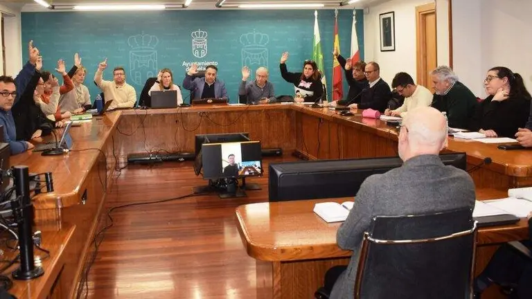 Votaci&oacute;n de los concejales en el Pleno de Pi&eacute;lagos.