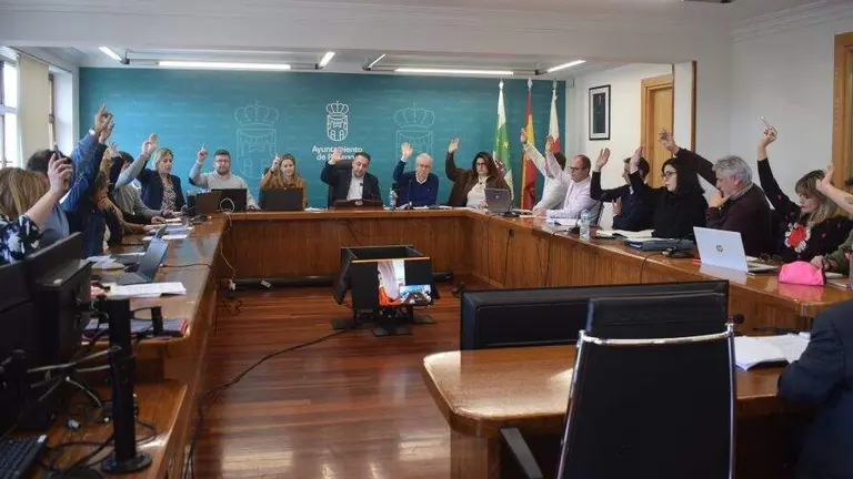 Los concejales en la sesi&oacute;n plenaria de Pi&eacute;lagos.