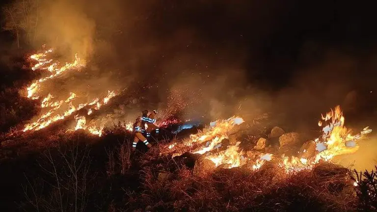 Incendio reciente en Luena.