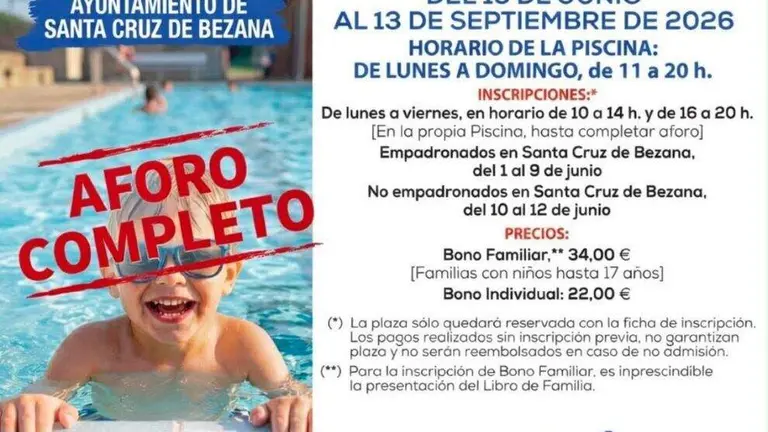 Aforo completo para las piscinas de Bezana.