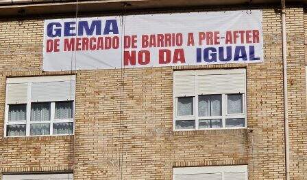 Mensaje en la pancarta dirigido a la alcaldesa.