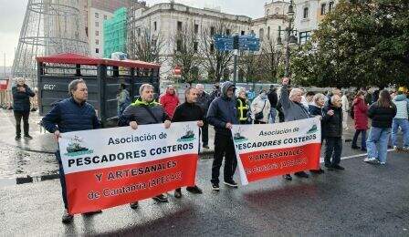 Representantes del sector pesquero en la movilización.