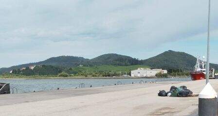Bolsas de basura en el puerto pesquero.