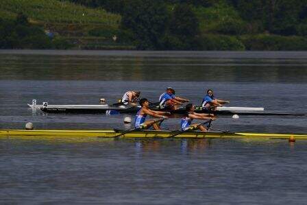 Doble scull en competición.